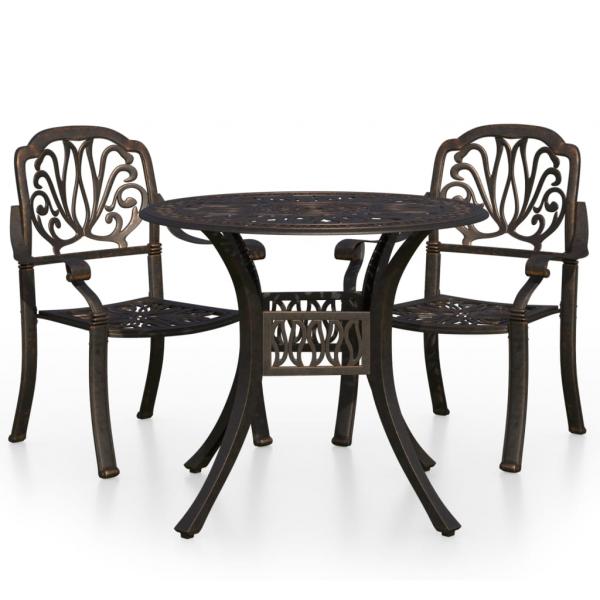 ARDEBO.de - 3-tlg. Bistro-Set Aluminiumguss Bronzen