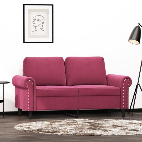 ARDEBO.de - 2-Sitzer-Sofa Weinrot 120 cm Samt