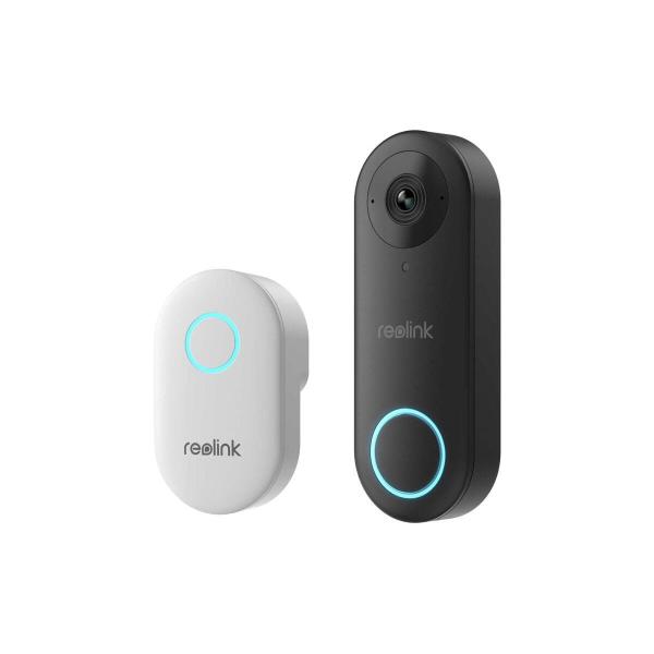 Reolink D340W Video-Türsprechanlage, WiFi intelligente 2K+ 5 MP Video-Türklingel mit Gong, Schwarz/Weiß