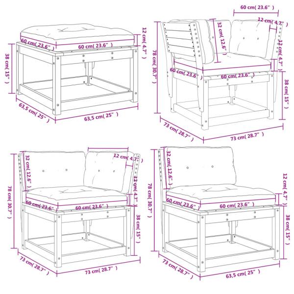 8-tlg. Garten-Lounge-Set mit Kissen Massivholz Douglasie