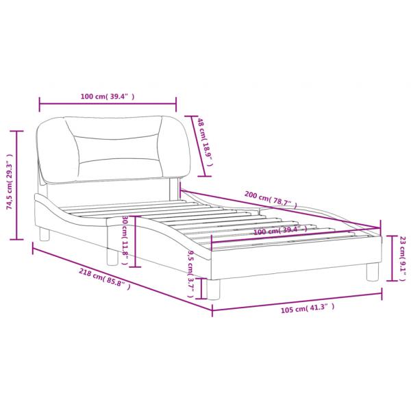 Bettgestell mit Kopfteil Creme 100x200 cm Stoff