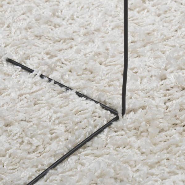 Teppich Shaggy Hochflor Modern Creme Ø 200 cm