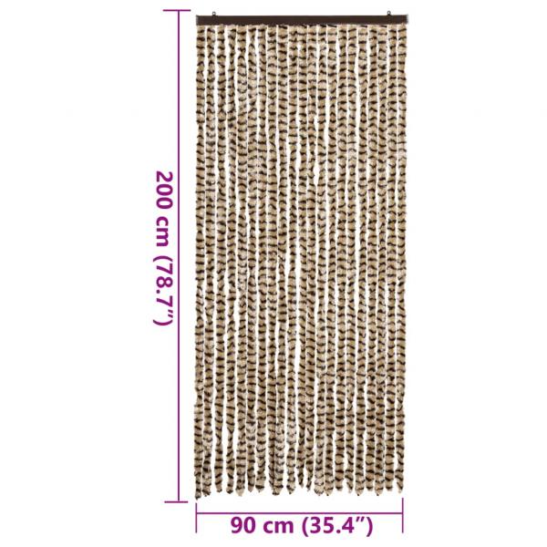 Fliegenvorhang Beige und Braun 90x200 cm Chenille