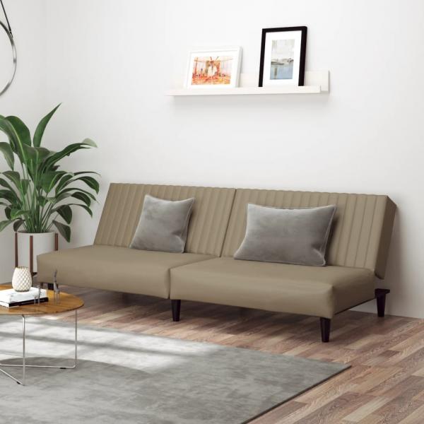 ARDEBO.de - Schlafsofa 2-Sitzer Cappuccino-Braun Kunstleder