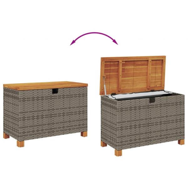 Gartentruhe Grau 80x40x48 cm Poly Rattan Akazienholz