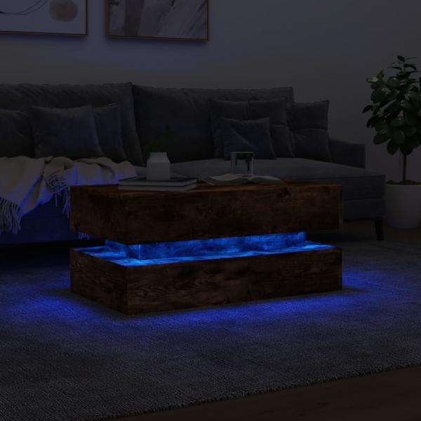 Couchtisch mit LED-Leuchten Räuchereiche 90x50x40 cm