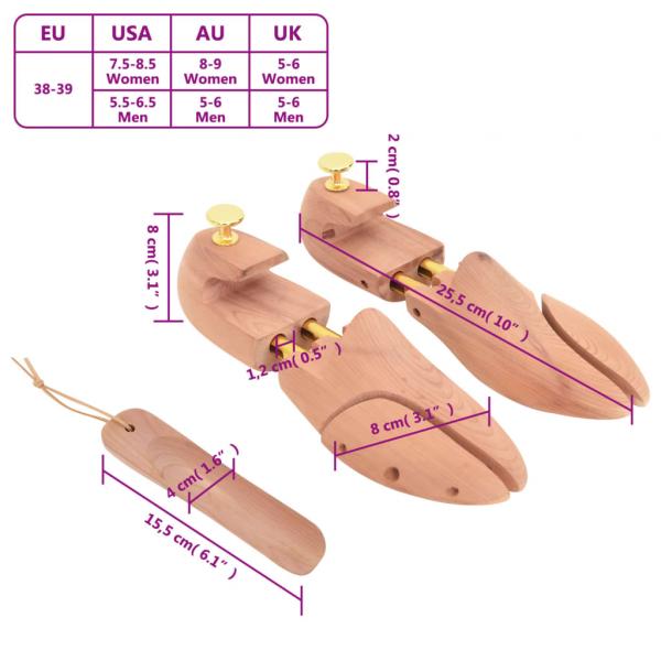 Schuhspanner mit Schuhlöffel EU 38-39 Massivholz Zeder