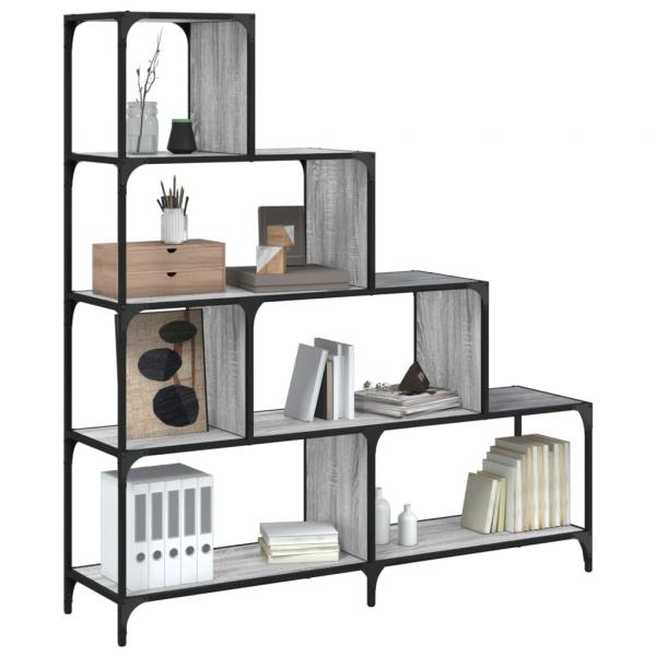 ARDEBO.de - Bücherregal 4 Etagen Grau Sonoma 139x33,5x149 cm Holzwerkstoff