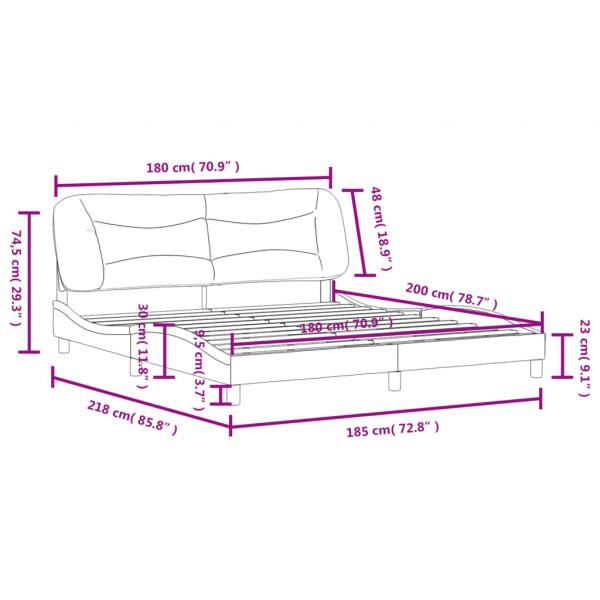 Bettgestell mit Kopfteil Dunkelbraun 180x200 cm Stoff