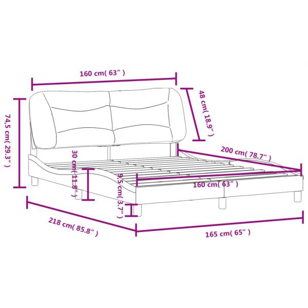 Bettgestell mit Kopfteil Dunkelgrau 160x200 cm Stoff