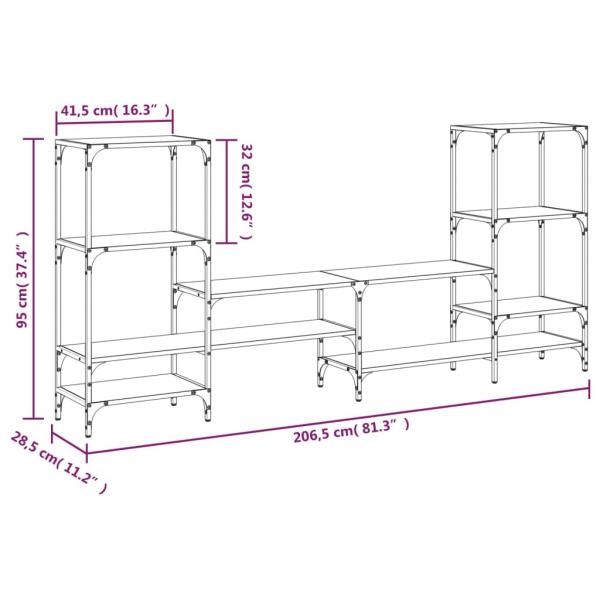 TV-Schrank Räuchereiche 206,5x28,5x95 cm Holzwerkstoff