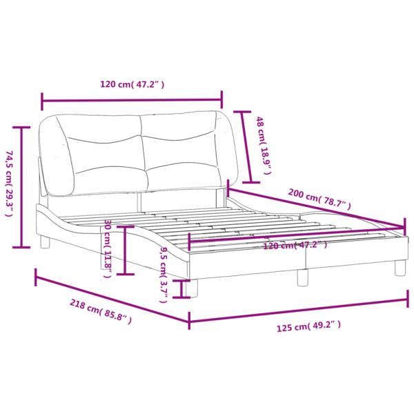 Bettgestell mit Kopfteil Dunkelgrau 120x200 cm Stoff