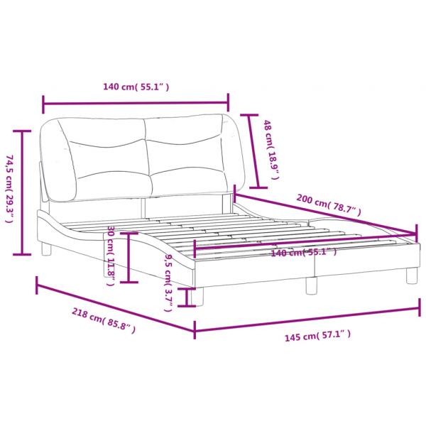 Bettgestell mit Kopfteil Blau 140x200 cm Stoff