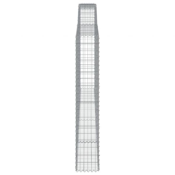 Gabionen mit Hochbogen 3 Stk. 400x30x180/200cm Verzinktes Eisen