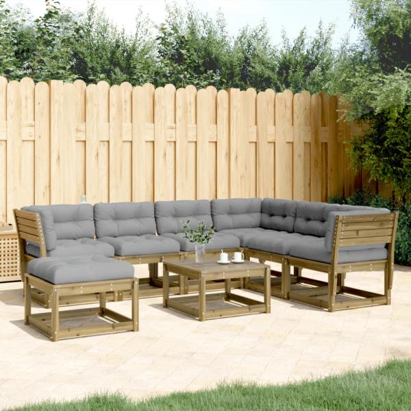 ARDEBO.de - 7-tlg. Garten-Lounge-Set mit Kissen Imprägniertes Kiefernholz