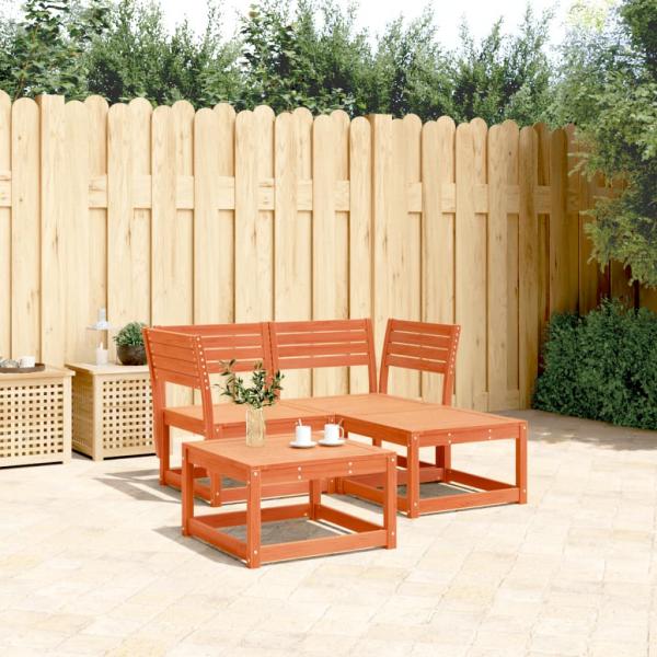 ARDEBO.de - 3-tlg. Garten-Sofagarnitur Wachsbraun Massivholz Kiefer