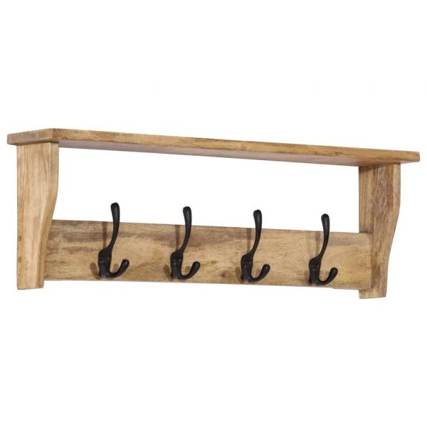 Wandgarderobe mit 4 Haken Massivholz Mango