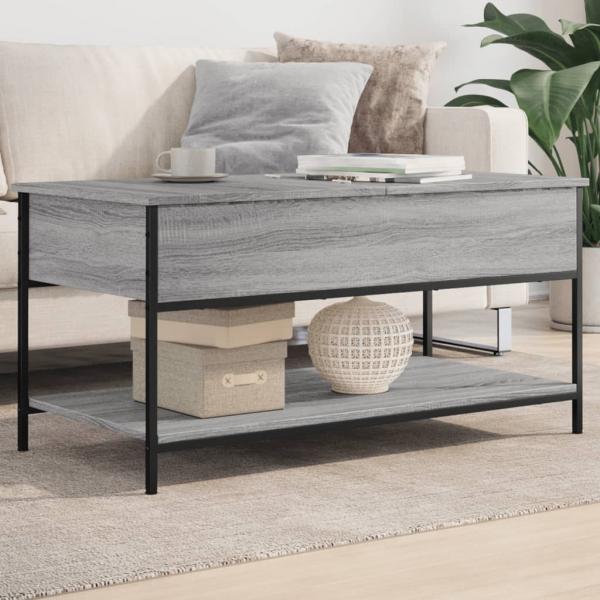 ARDEBO.de - Couchtisch Grau Sonoma 100x50x50 cm Holzwerkstoff und Metall