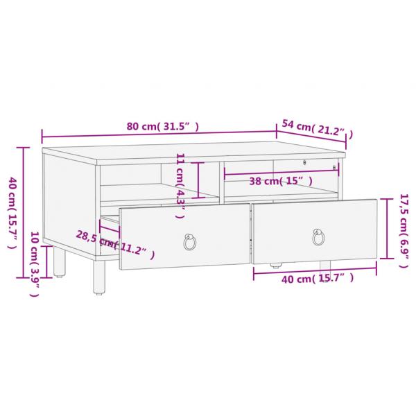 Couchtisch 80x54x40 cm Massivholz Mango