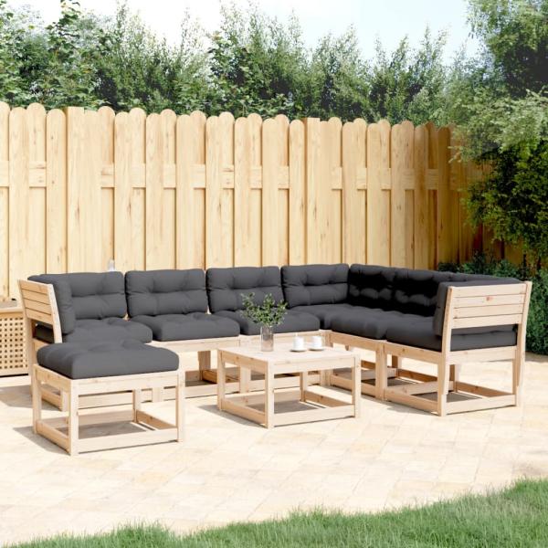 ARDEBO.de - 7-tlg. Garten-Lounge-Set mit Kissen Massivholz Kiefer