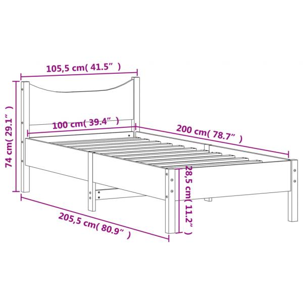 Massivholzbett ohne Matratze 100x200 cm Kiefernholz