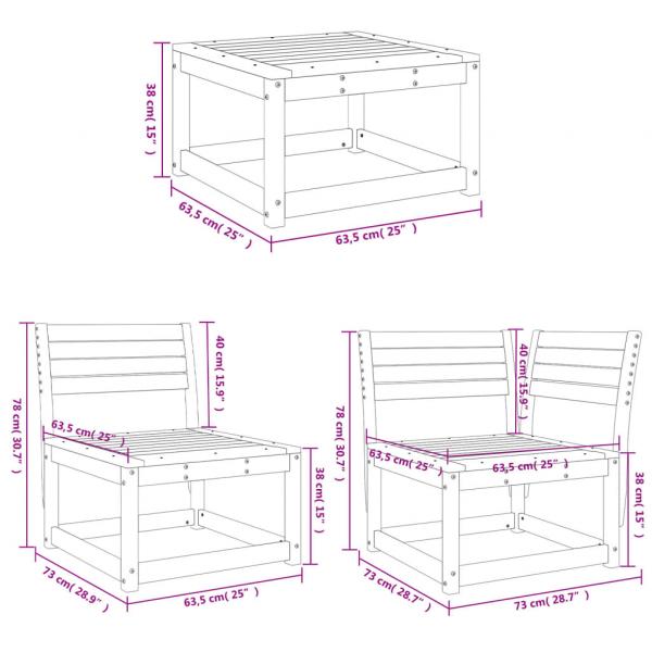 4-tlg. Garten-Lounge-Set Kiefernholz Imprägniert