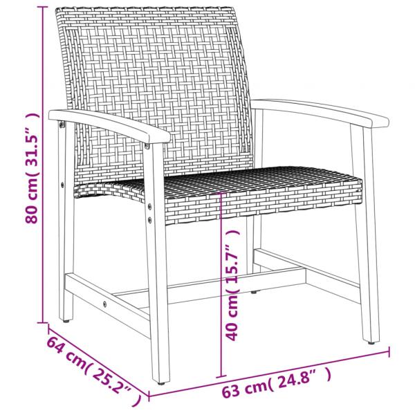 5-tlg. Garten-Lounge-Set Grau Poly Rattan und Akazienholz