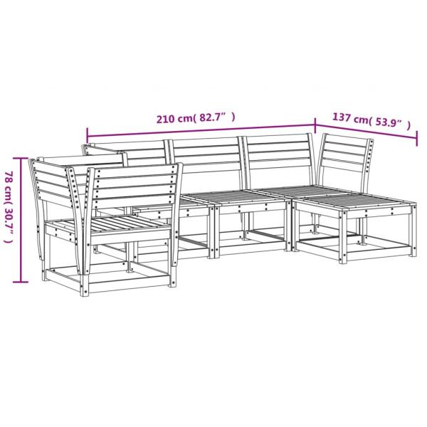 5-tlg. Garten-Lounge-Set Weiß Massivholz Kiefer