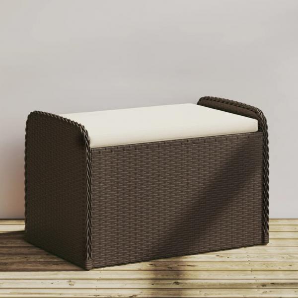 ARDEBO.de - Sitzbank mit Stauraum & Kissen Braun 80x51x52 cm Poly Rattan