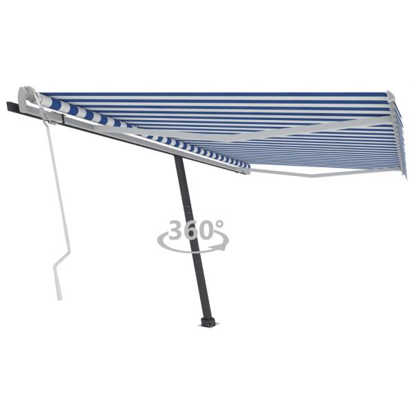 ARDEBO.de - Standmarkise Einziehbar Handbetrieben 450x350 cm Blau/Weiß