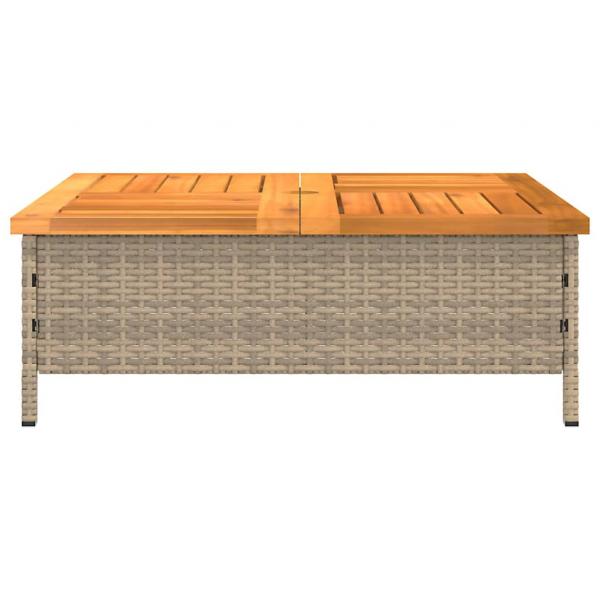 Gartentisch Beige 70x70x25 cm Rattan und Akazienholz