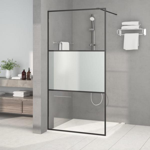 ARDEBO.de - Duschwand für Begehbare Dusche Schwarz 100x195 cm Halbmatt ESG