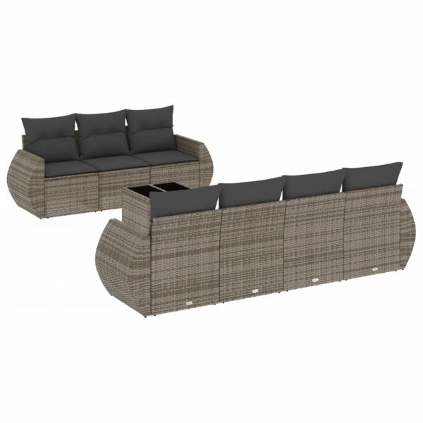 ARDEBO.de - 8-tlg. Garten-Sofagarnitur mit Kissen Grau Poly Rattan