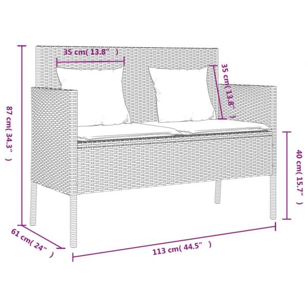 Gartenbank mit Kissen Braun Poly Rattan