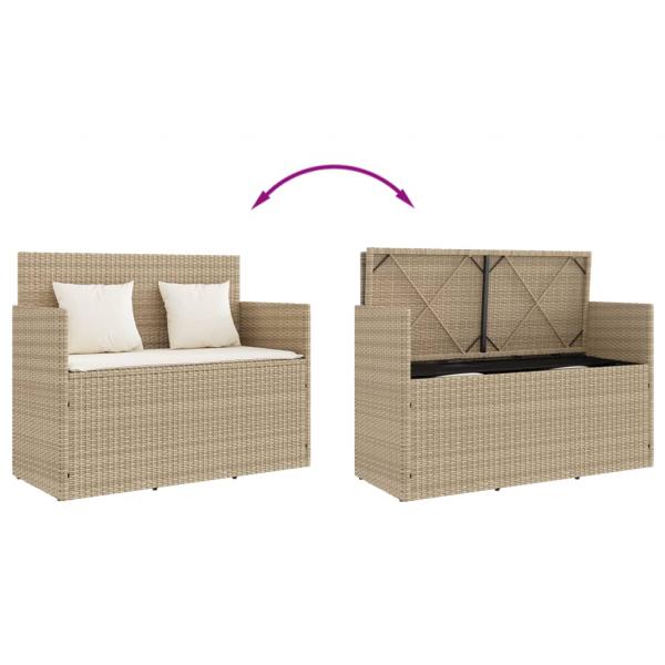 Gartenbank mit Kissen Beige Poly Rattan