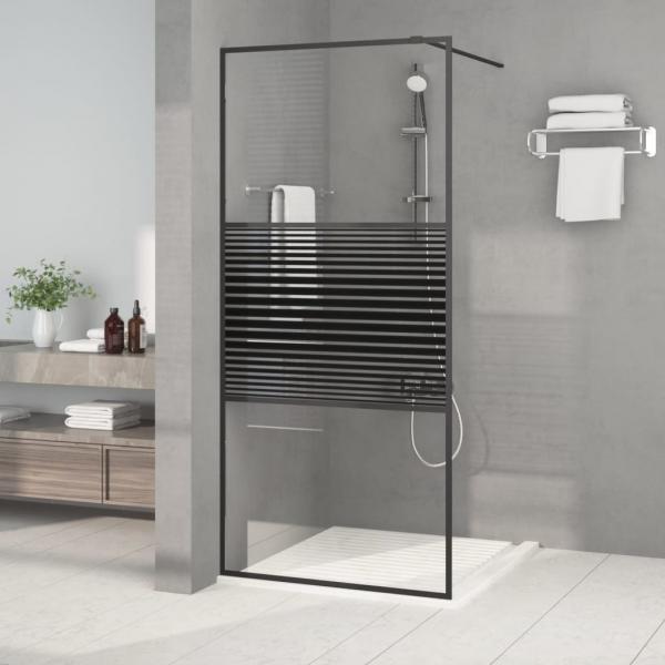 ARDEBO.de - Duschwand für Begehbare Dusche Schwarz 90x195 cm ESG-Glas Klar