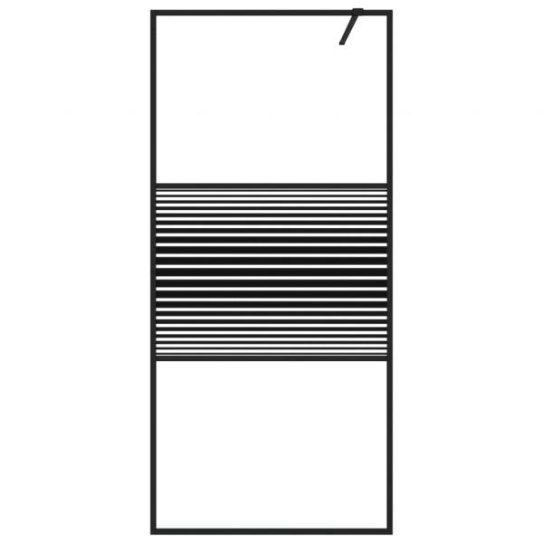 Duschwand für Begehbare Dusche Schwarz 90x195 cm ESG-Glas Klar