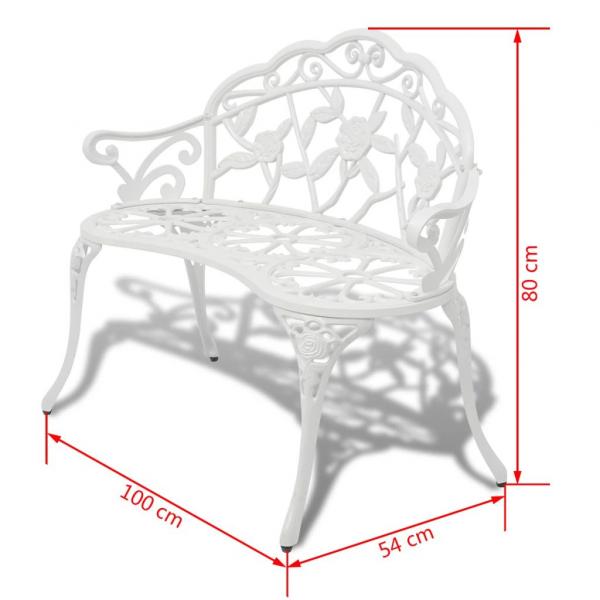 Gartenbank 100 cm Aluminiumguss Weiß
