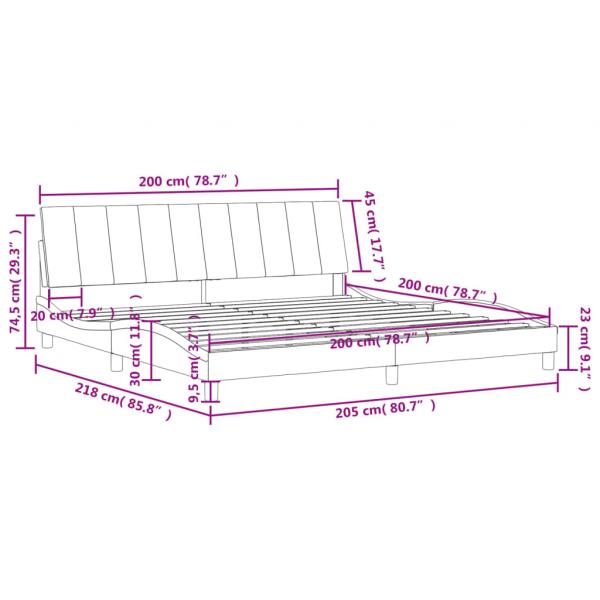 Bettgestell mit Kopfteil Schwarz 200x200 cm Samt