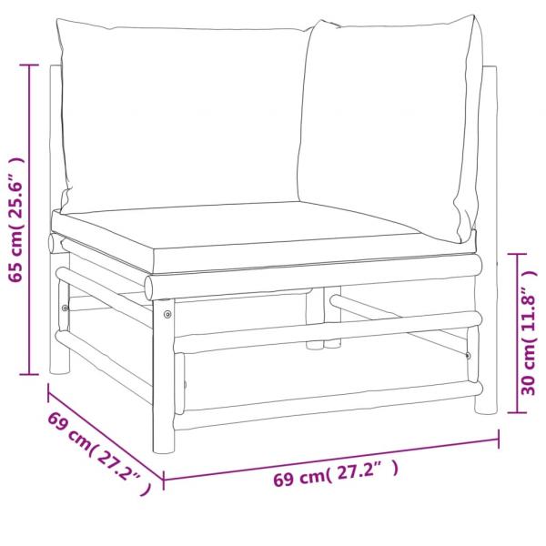 7-tlg. Garten-Lounge-Set mit Taupe Kissen Bambus