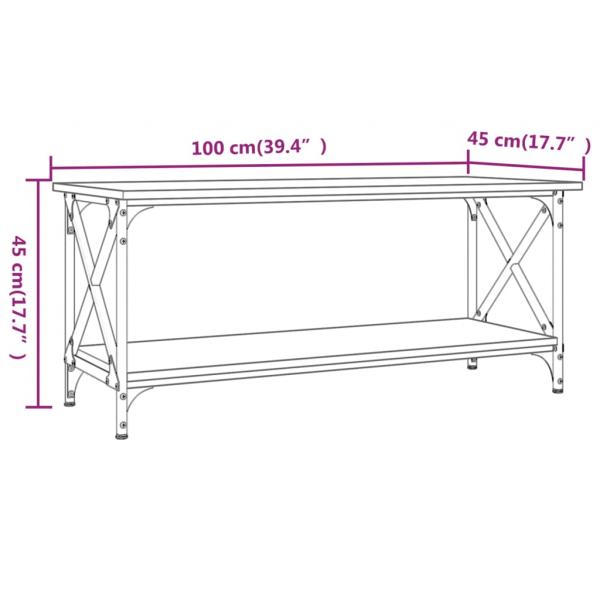 Couchtisch Räuchereiche 100x45x45 cm Holzwerkstoff und Eisen