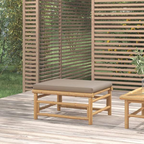 ARDEBO.de - Gartenhocker mit Taupe Kissen Bambus