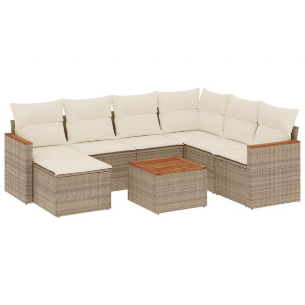 ARDEBO.de - 8-tlg. Garten-Sofagarnitur mit Kissen Beige Poly Rattan