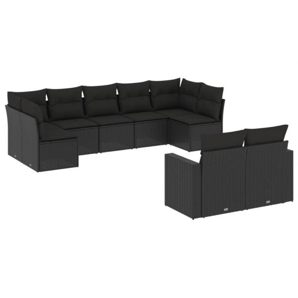 ARDEBO.de - 9-tlg. Garten-Sofagarnitur mit Kissen Schwarz Poly Rattan