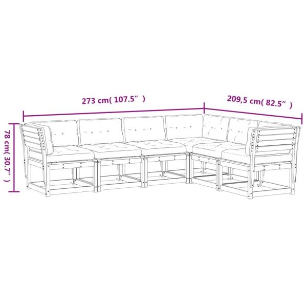 6-tlg. Garten-Sofagarnitur mit Kissen Weiß Massivholz Kiefer