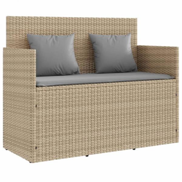 ARDEBO.de - Gartenbank mit Kissen Beige Poly Rattan