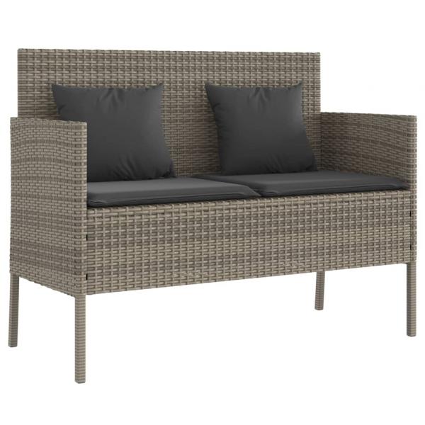 ARDEBO.de - Gartenbank mit Kissen Grau Poly Rattan