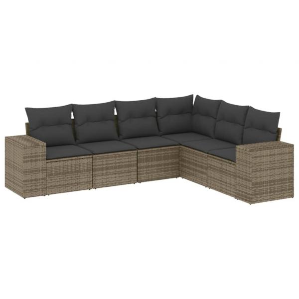 ARDEBO.de - 6-tlg. Garten-Sofagarnitur mit Kissen Grau Poly Rattan