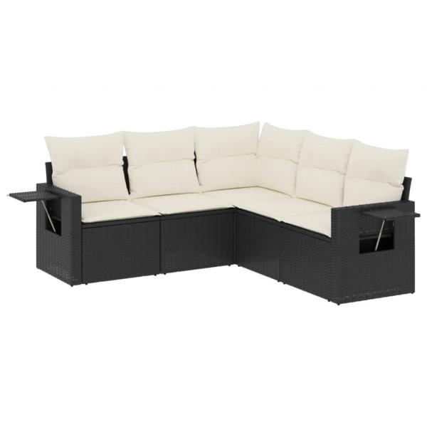 ARDEBO.de - 5-tlg. Garten-Sofagarnitur mit Kissen Schwarz Poly Rattan