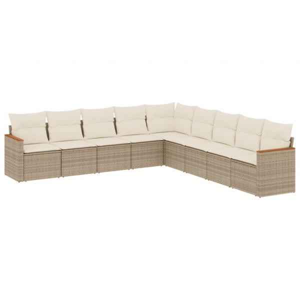 ARDEBO.de - 9-tlg. Garten-Sofagarnitur mit Kissen Beige Poly Rattan